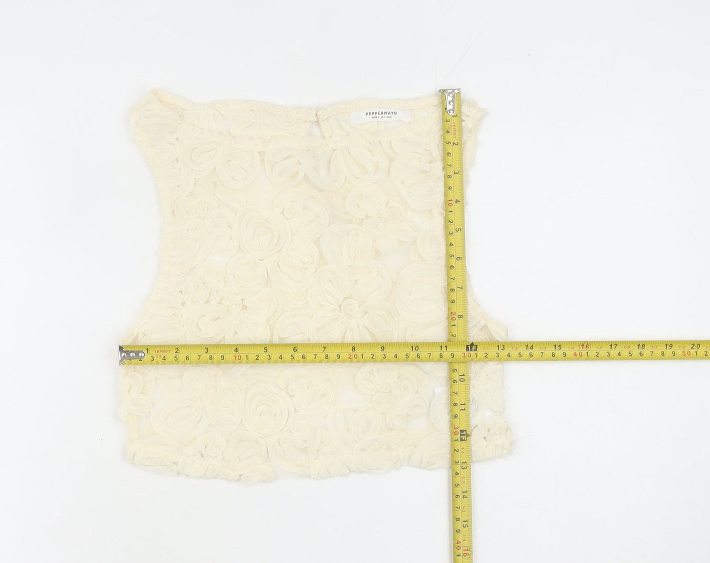 Peppermayo Women Ivory Floral Cropped Tank Top Size 4