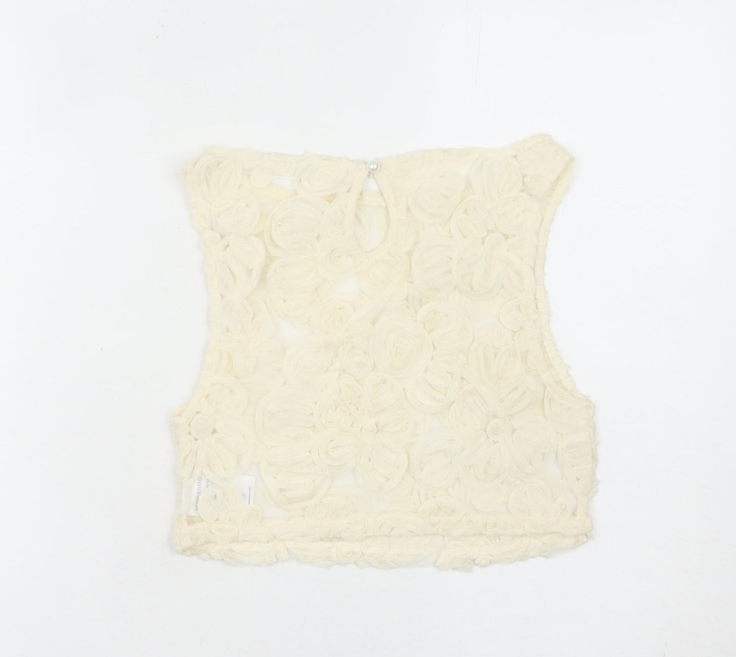 Peppermayo Women Ivory Floral Cropped Tank Top Size 4