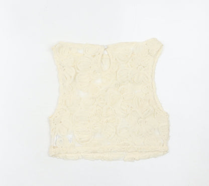 Peppermayo Women Ivory Floral Cropped Tank Top Size 4