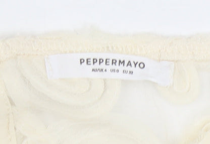 Peppermayo Women Ivory Floral Cropped Tank Top Size 4