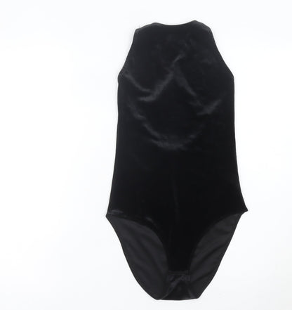 Nobody's Child Womens Black Velvet Bodysuit Size 8 Sleeveless Party Wear