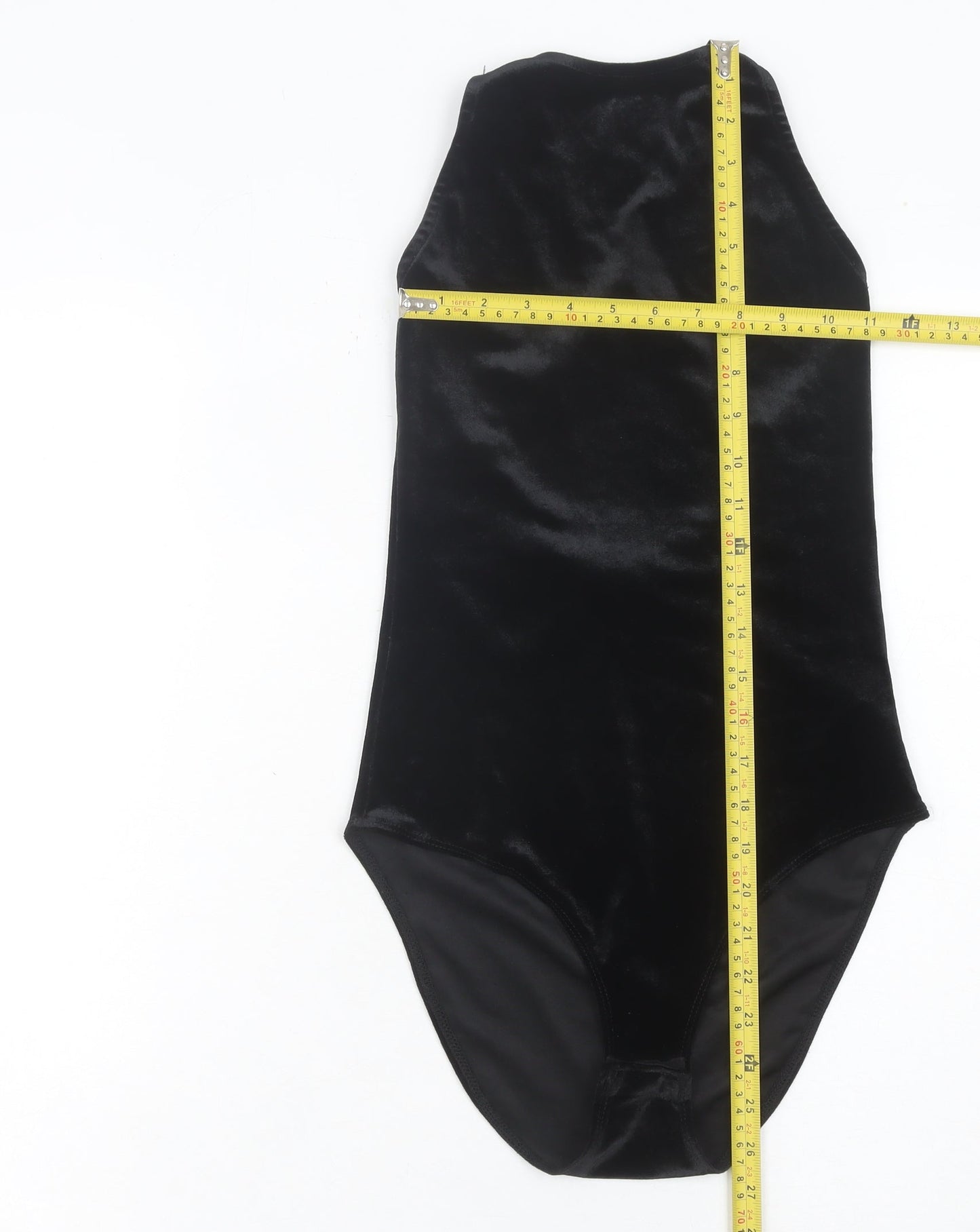 Nobody's Child Womens Black Velvet Bodysuit Size 8 Sleeveless Party Wear