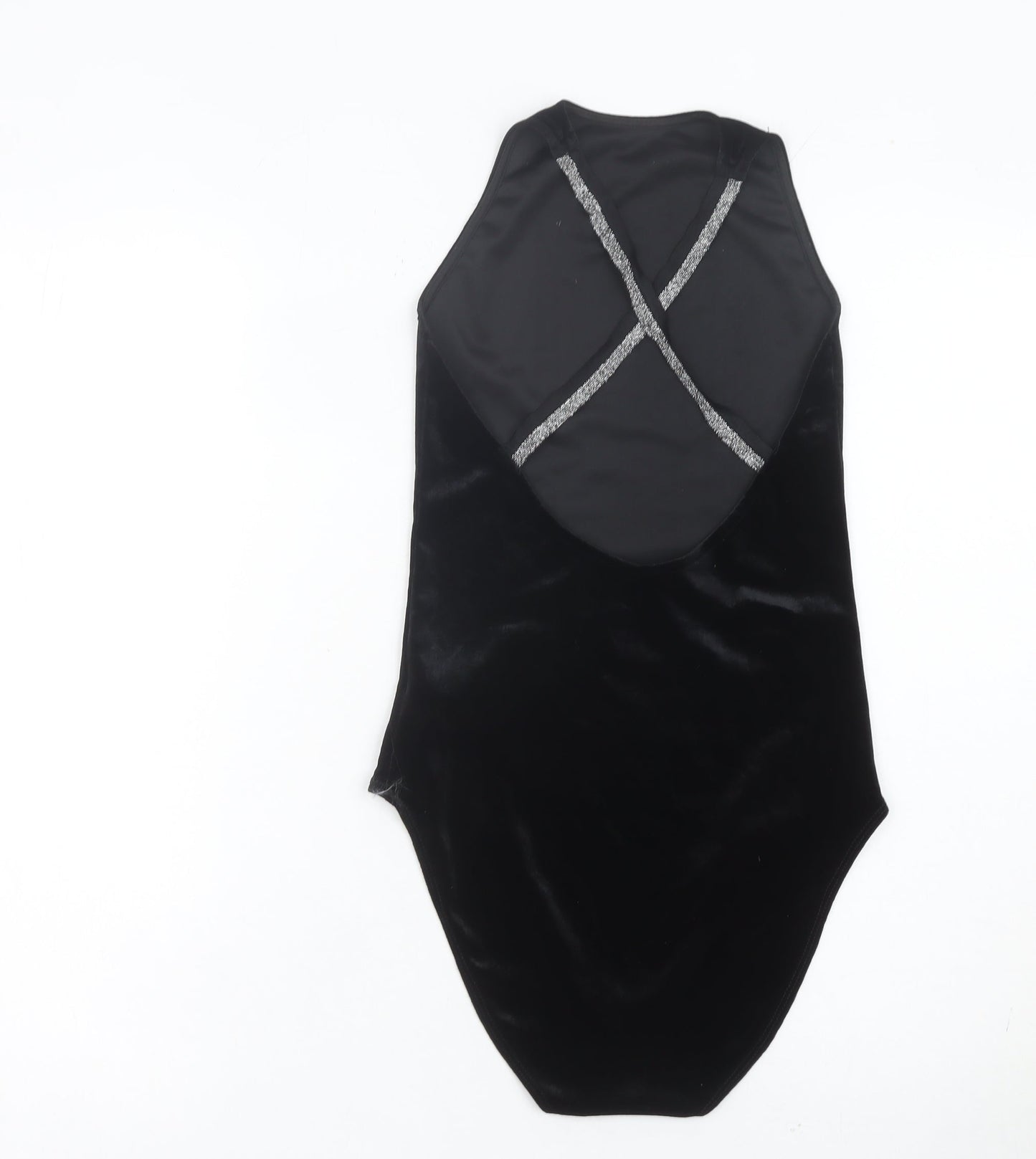 Nobody's Child Womens Black Velvet Bodysuit Size 8 Sleeveless Party Wear