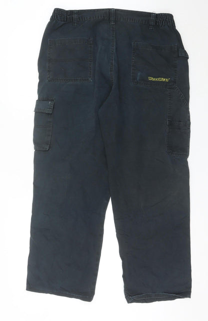 WorkWear Mens Black Cargo Trousers 36R Cotton Work Pants