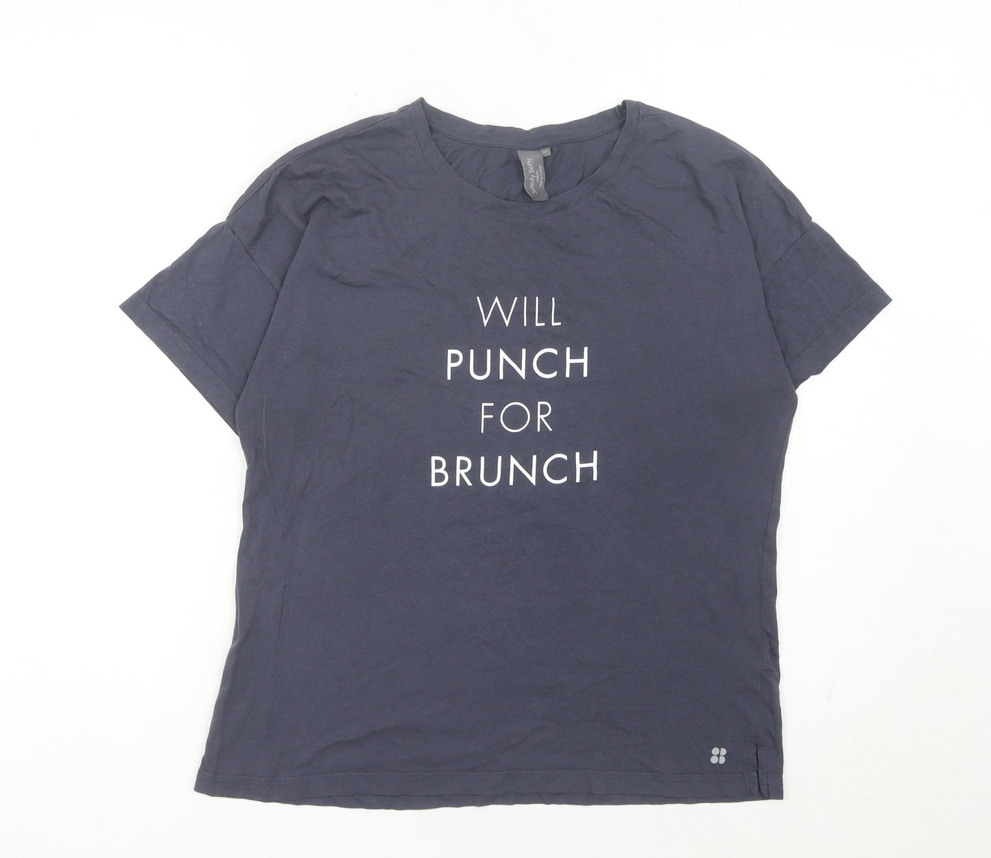 Sweaty Betty Women's Blue M Funny Graphic Slogan T-Shirt Cotton