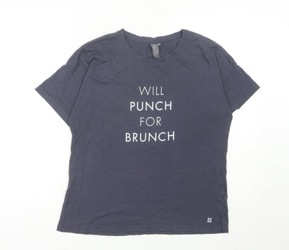 Sweaty Betty Women's Blue M Funny Graphic Slogan T-Shirt Cotton