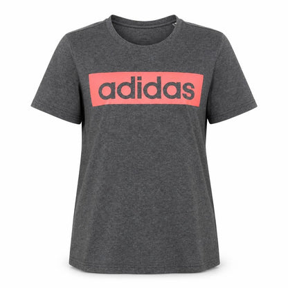 Front view of Adidas Women’s Grey XL Logo T-Shirt Short Sleeve Casual Top
