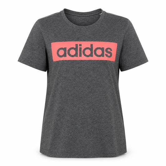 Front view of Adidas Women’s Grey XL Logo T-Shirt Short Sleeve Casual Top
