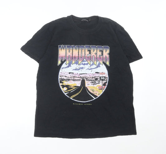 PrettyLittleThing Womens Black Graphic Wanderer T-Shirt Size S