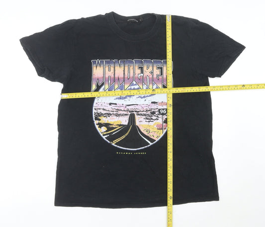 PrettyLittleThing Womens Black Graphic Wanderer T-Shirt Size S