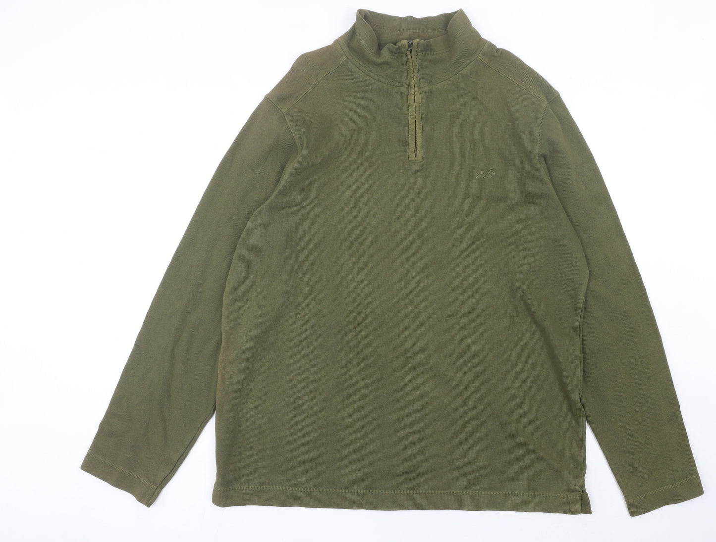 Mens UK Size 2XL Marks and Spencer Green Henley Sweatshirt