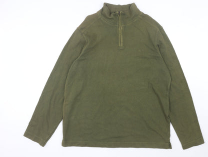 Mens UK Size 2XL Marks and Spencer Green Henley Sweatshirt