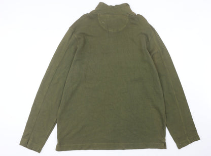 Mens UK Size 2XL Marks and Spencer Green Henley Sweatshirt