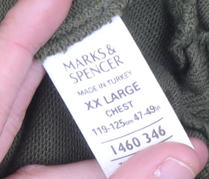 Mens UK Size 2XL Marks and Spencer Green Henley Sweatshirt
