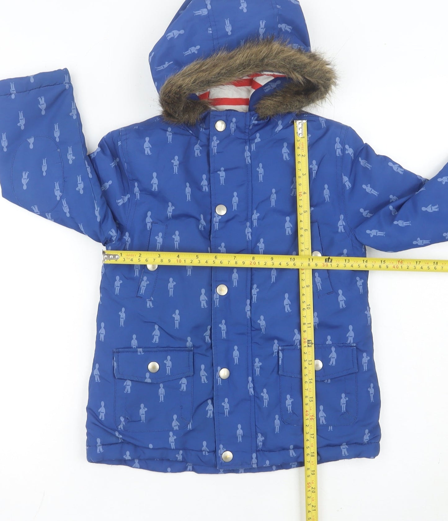 Cath Kids Girls Blue Parka Coat 4-5 Years Hooded Fur Trim Winter Jacket