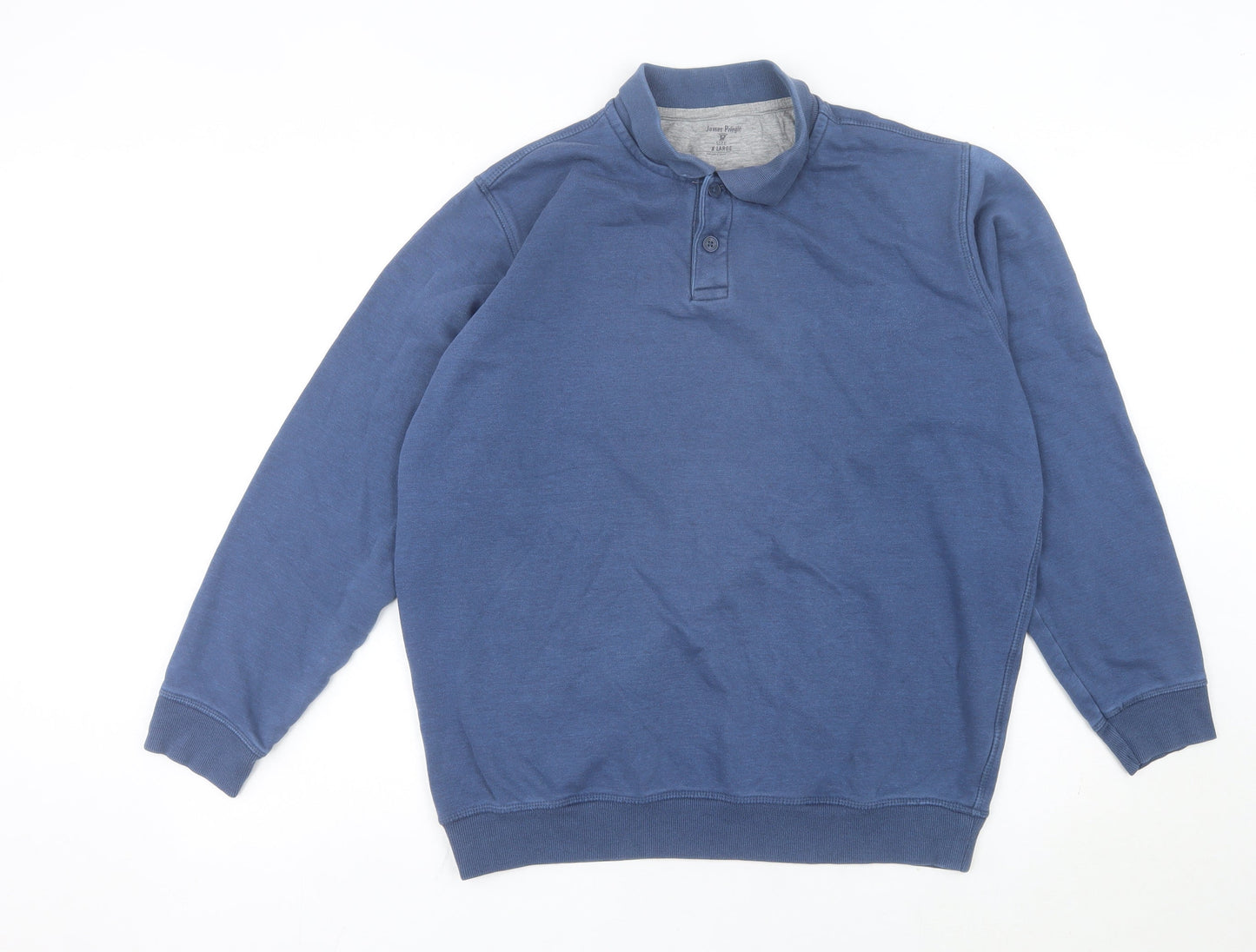 James Pringle Men’s Blue XL Long Sleeve Polo Cotton Blend