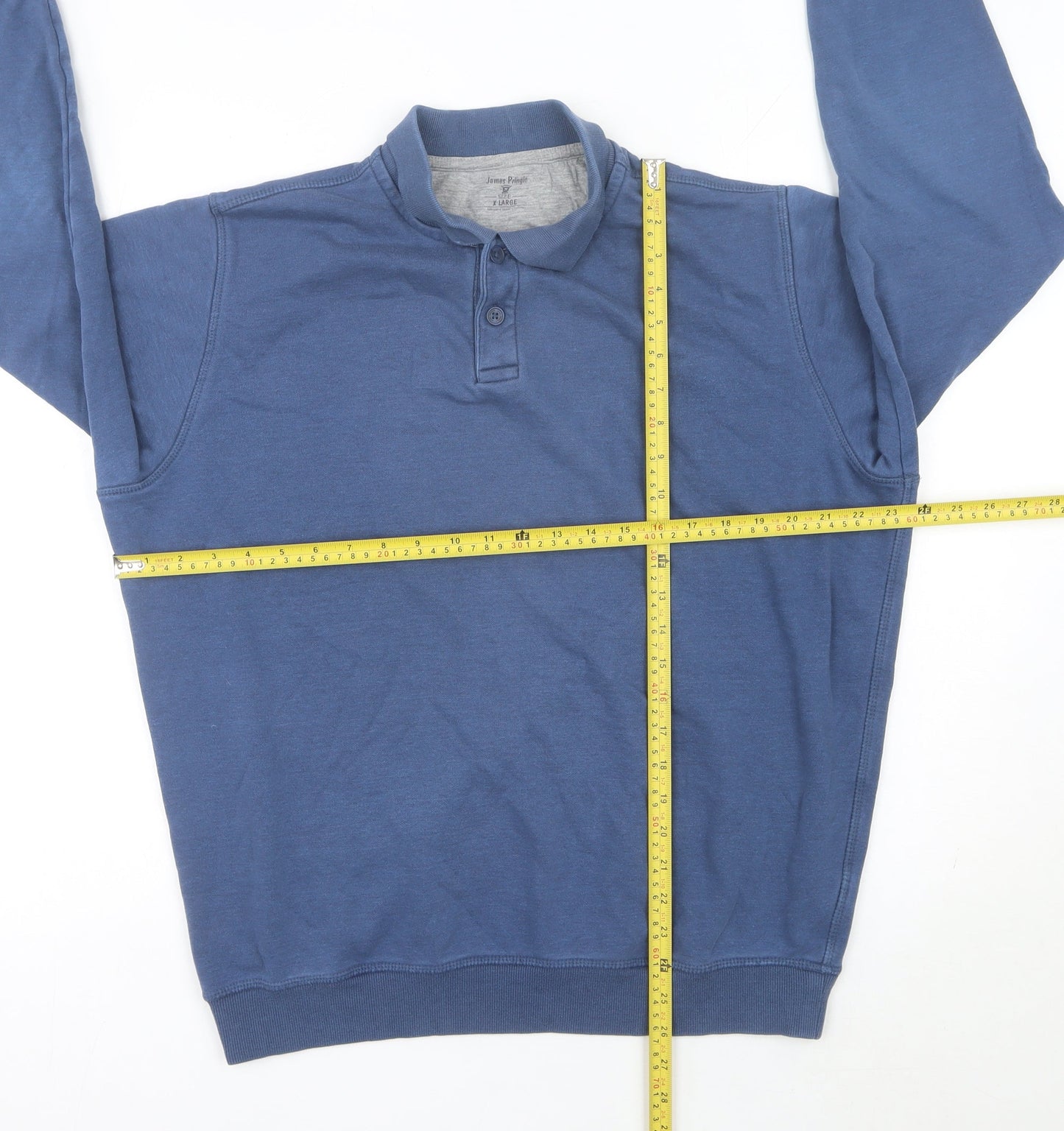 James Pringle Men’s Blue XL Long Sleeve Polo Cotton Blend