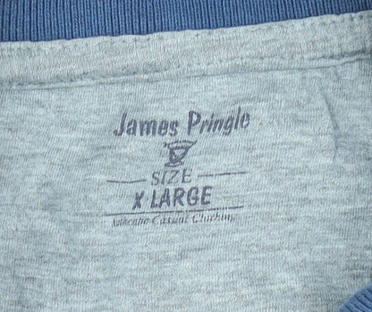 James Pringle Men’s Blue XL Long Sleeve Polo Cotton Blend
