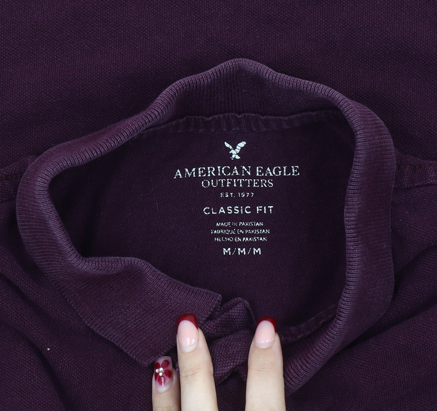 American Eagle Men’s Purple Polo Shirt M Classic Fit Embroidered NYC