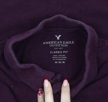 American Eagle Men’s Purple Polo Shirt M Classic Fit Embroidered NYC