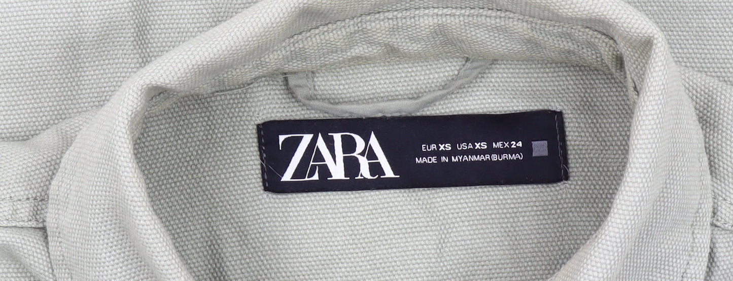 Womens UK Size XS Zara Green Basic Jacket