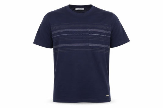 Trussardi Men’s Blue Striped Cotton Crew Neck T-Shirt Size M