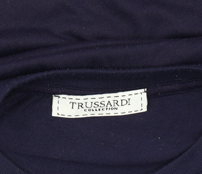 Trussardi Men’s Blue Striped Cotton Crew Neck T-Shirt Size M