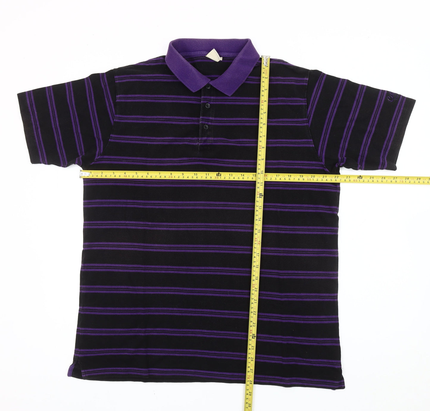 Cotton Traders Mens Purple Striped Polo Shirt XL Short Sleeve Casual