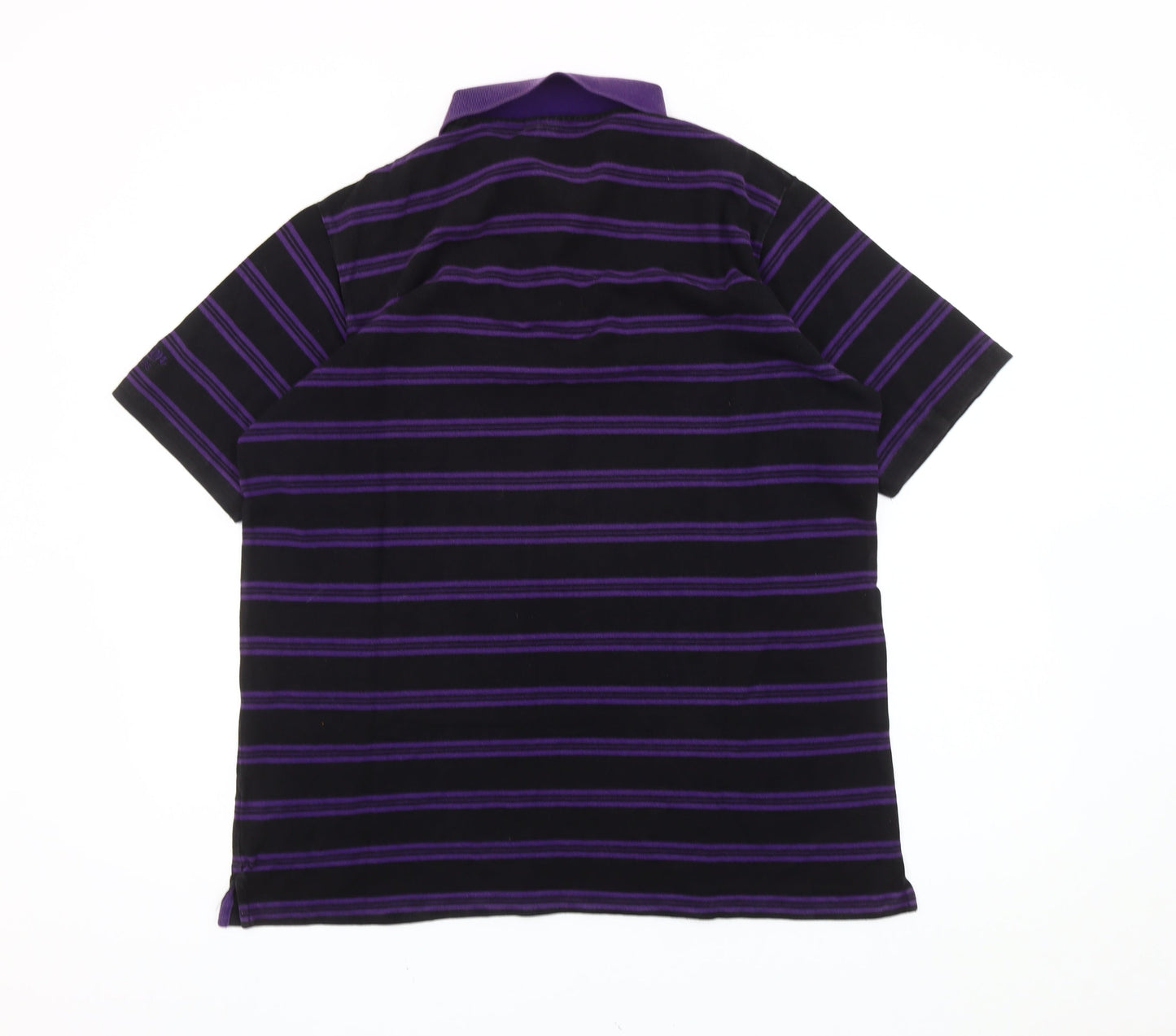 Cotton Traders Mens Purple Striped Polo Shirt XL Short Sleeve Casual