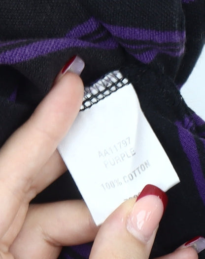 Cotton Traders Mens Purple Striped Polo Shirt XL Short Sleeve Casual