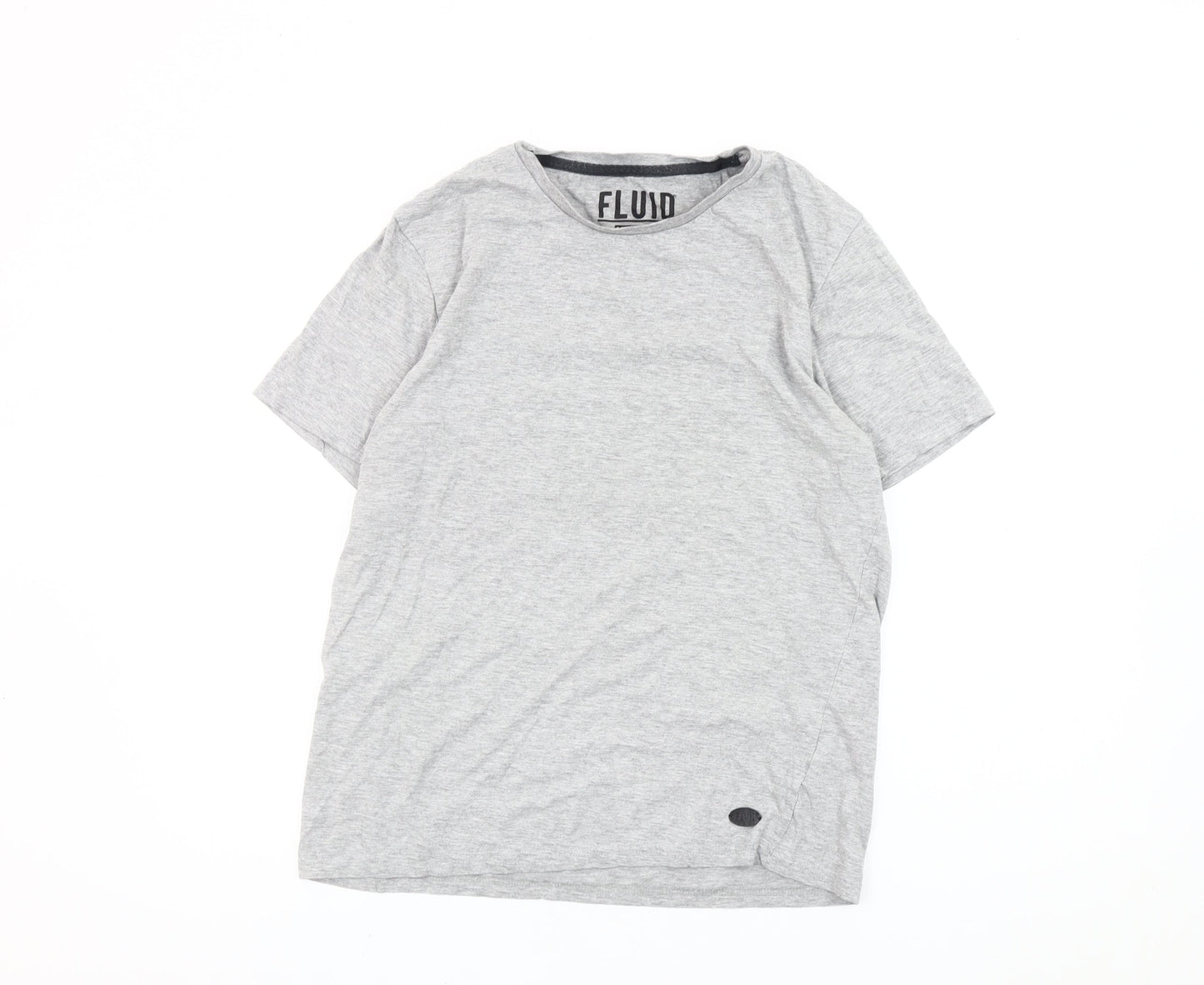 Fluid Mens Grey Medium Crew Neck Short Sleeve Cotton Blend T-Shirt