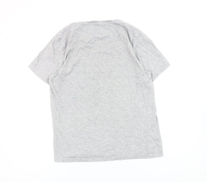 Fluid Mens Grey Medium Crew Neck Short Sleeve Cotton Blend T-Shirt