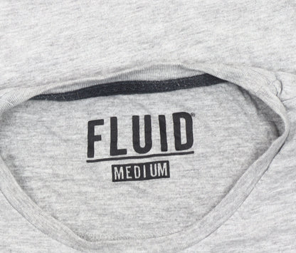 Fluid Mens Grey Medium Crew Neck Short Sleeve Cotton Blend T-Shirt