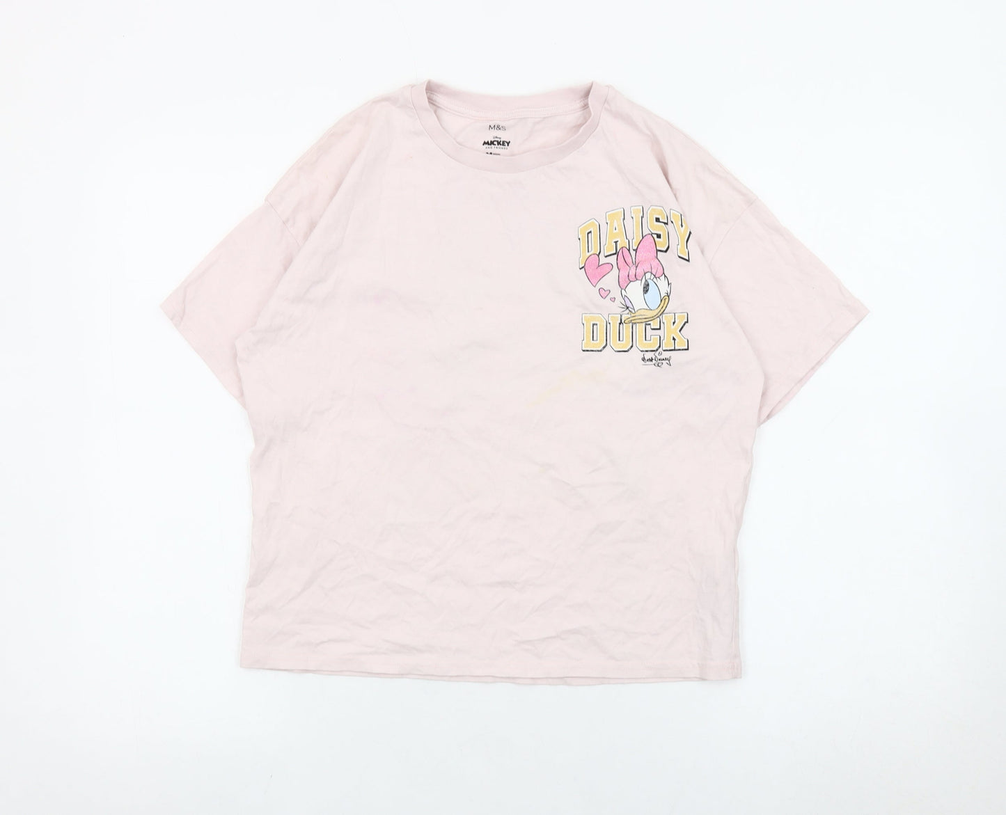 Marks and Spencer Girls Pink Daisy Duck Disney T-Shirt 12-13Y