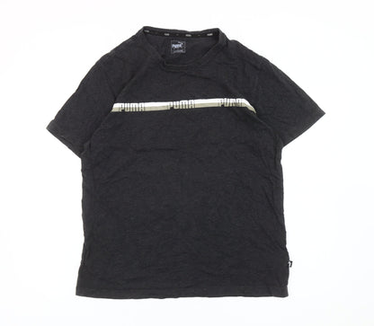 Puma Men’s Black Graphic Logo T-Shirt L Sports Casual