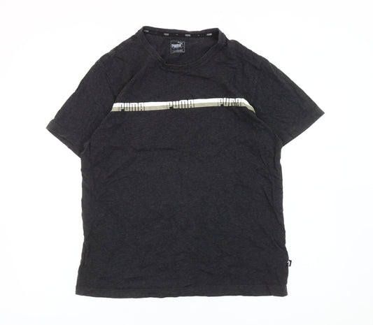 Puma Men’s Black Graphic Logo T-Shirt L Sports Casual
