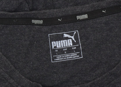 Puma Men’s Black Graphic Logo T-Shirt L Sports Casual