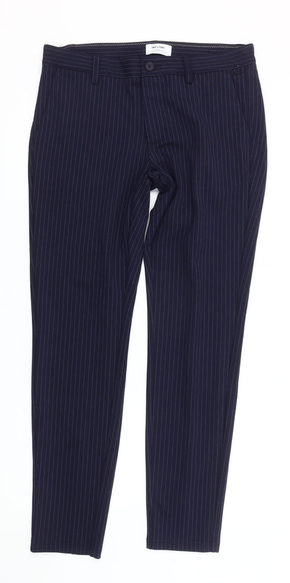 Only & Sons Mens Blue Pinstripe Slim Fit Dress Trousers W32 L32