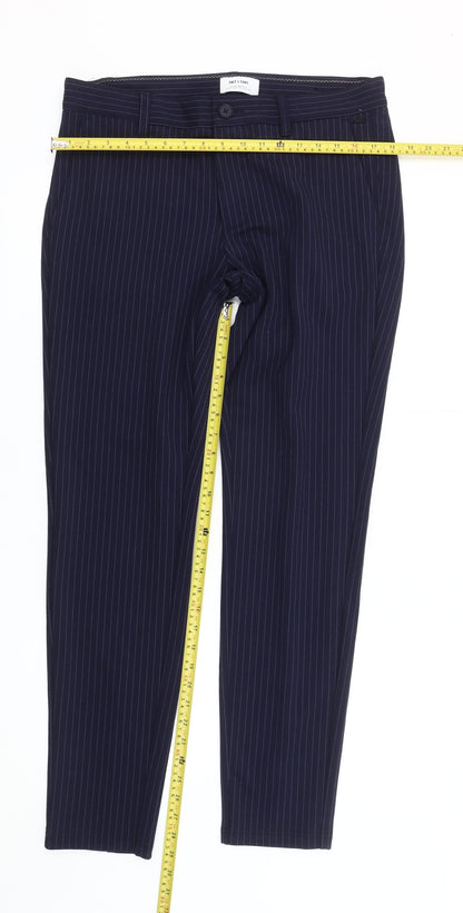 Only & Sons Mens Blue Pinstripe Slim Fit Dress Trousers W32 L32