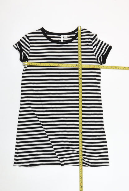 Divided Women’s Black White Striped T-Shirt Dress Size 8