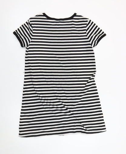 Divided Women’s Black White Striped T-Shirt Dress Size 8