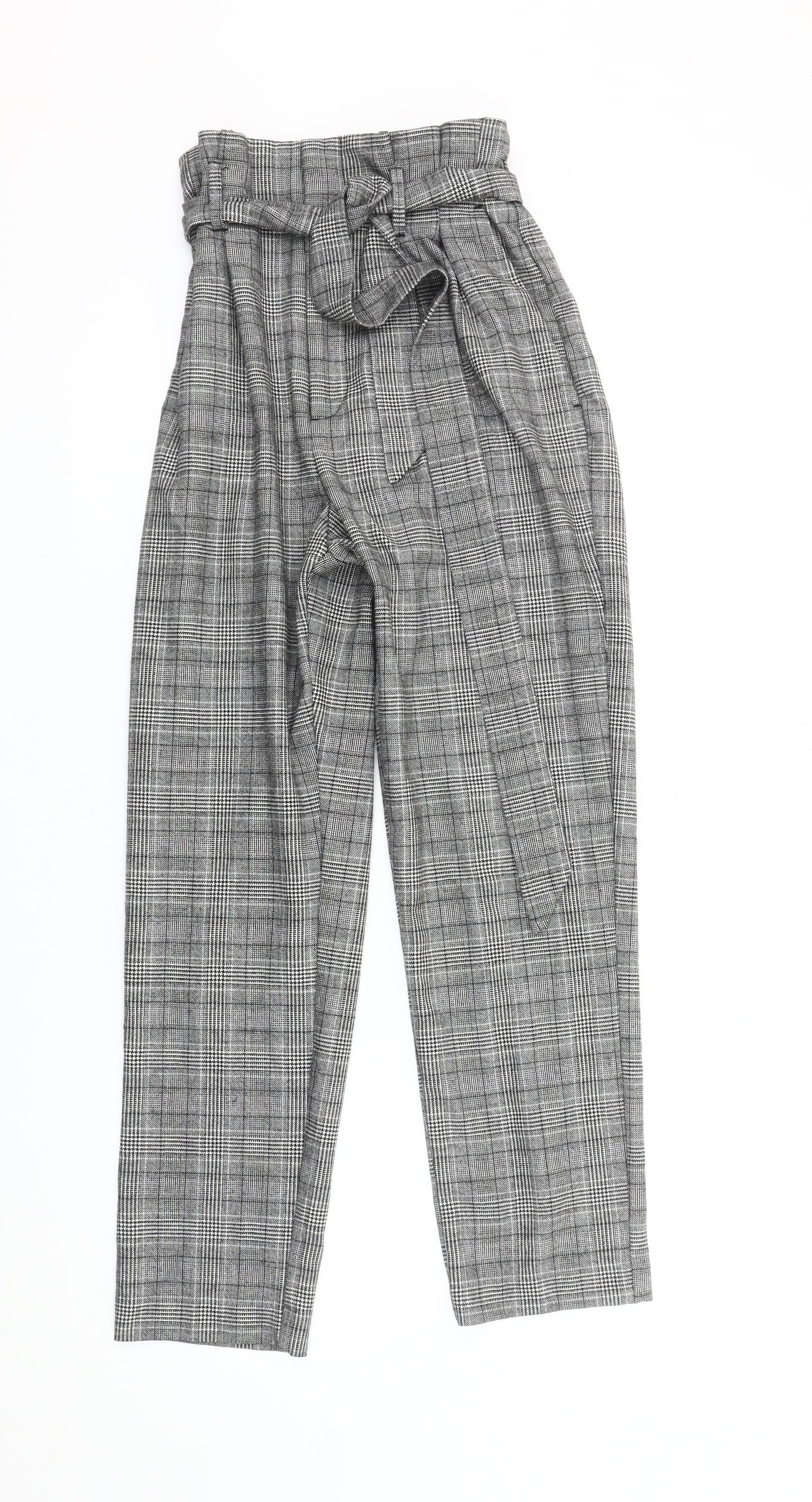 Womens UK Size 8 H&M Regular Fit Paperbag Grey Trousers