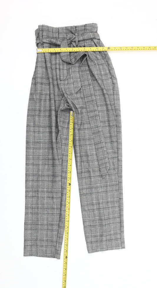 Womens UK Size 8 H&M Regular Fit Paperbag Grey Trousers
