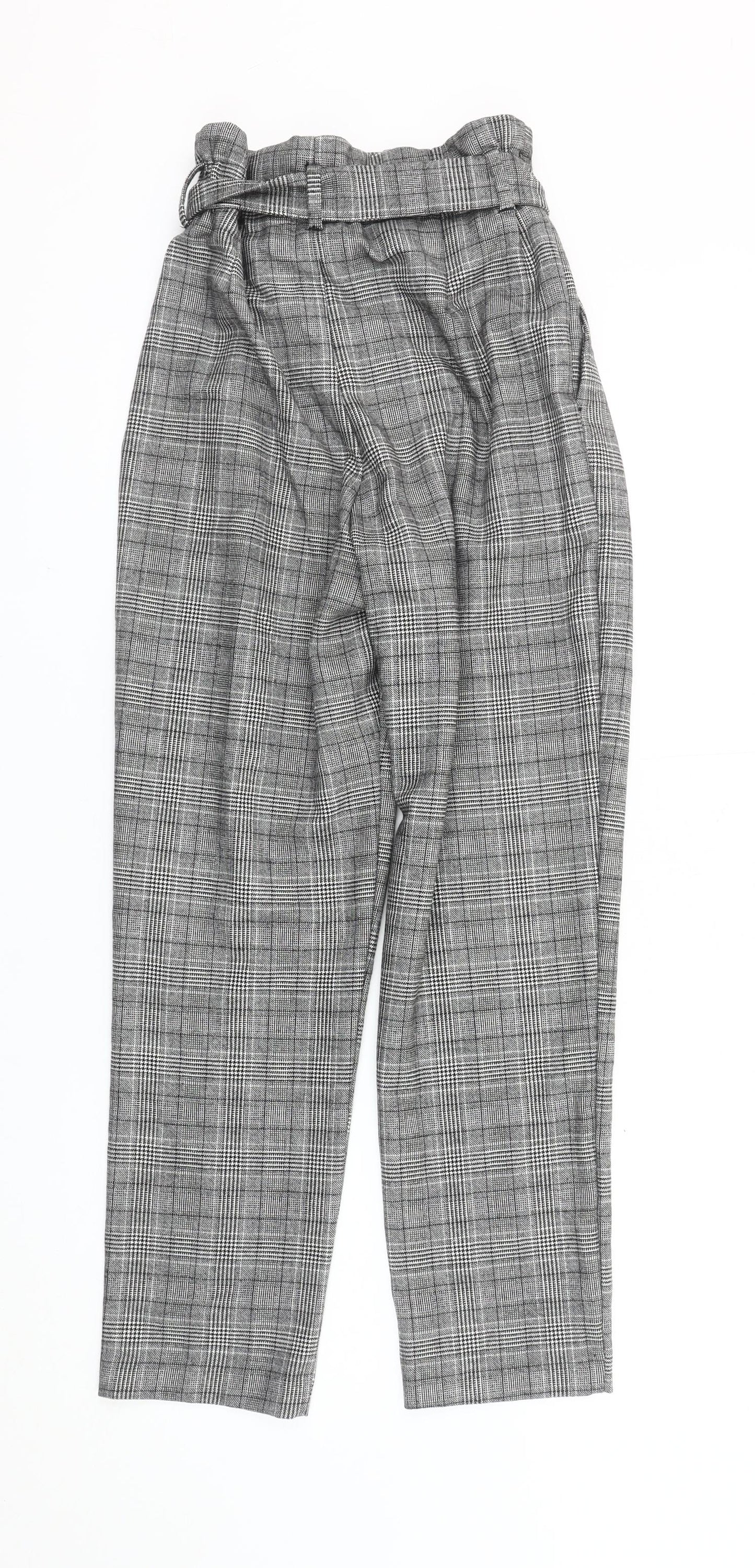 Womens UK Size 8 H&M Regular Fit Paperbag Grey Trousers