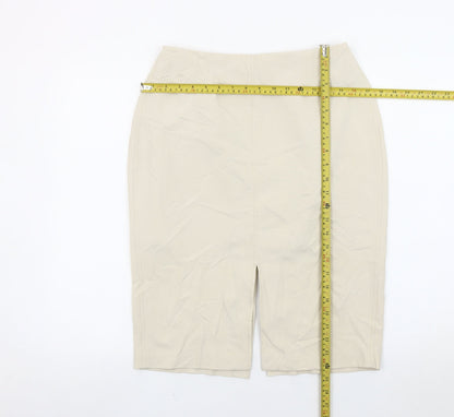 Marks and Spencer Womens Beige Size 12 Pencil Skirt Knee Length