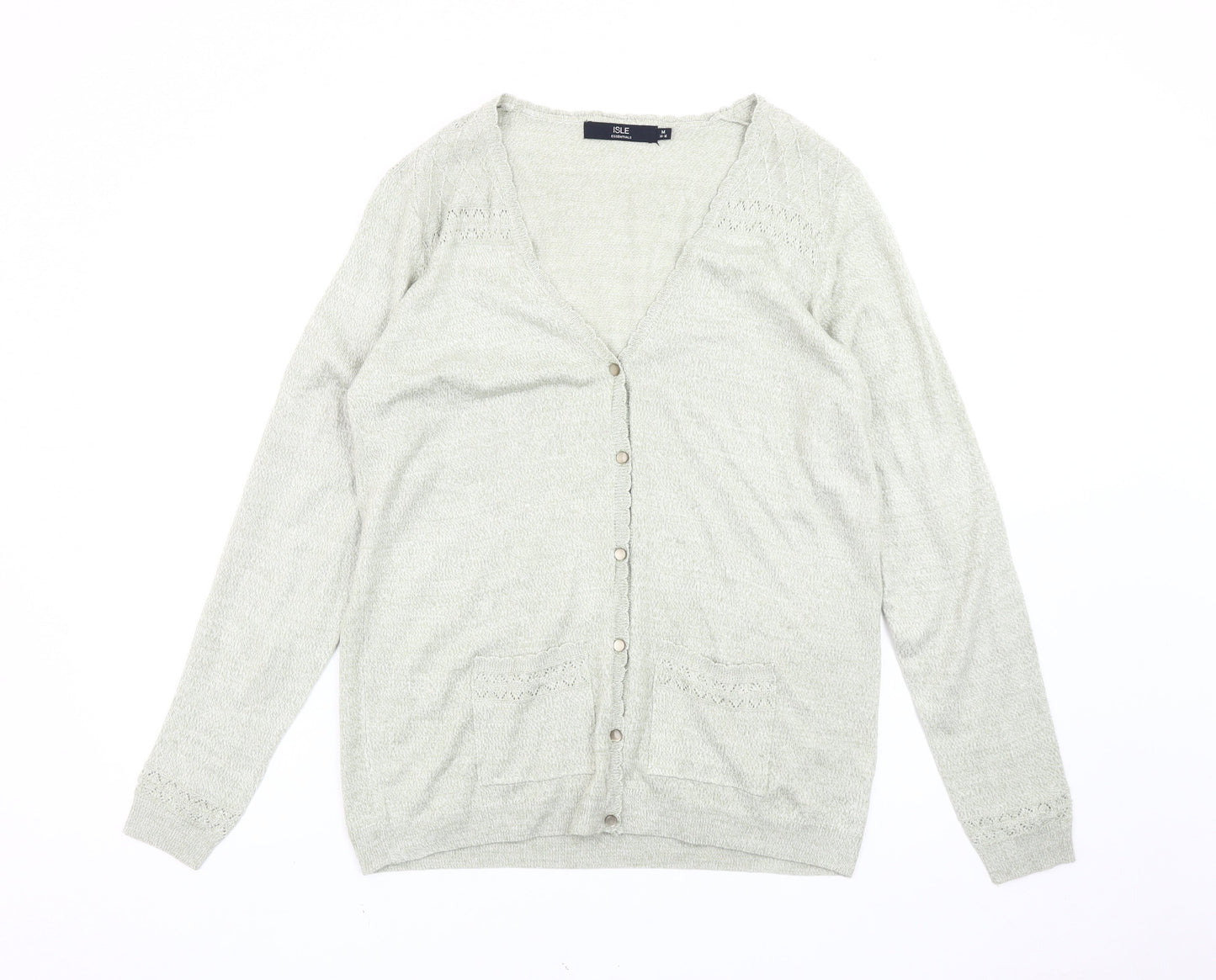 Womens UK Size 14 Isle Essentials Grey Cardigan Jumper