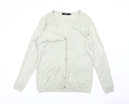 Womens UK Size 14 Isle Essentials Grey Cardigan Jumper
