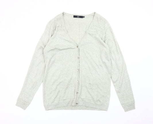 Womens UK Size 14 Isle Essentials Grey Cardigan Jumper