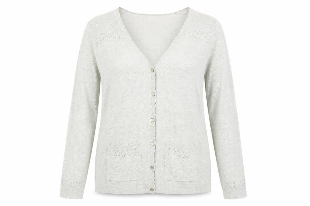 Womens UK Size 14 Isle Essentials Grey Cardigan Jumper