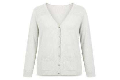 Womens UK Size 14 Isle Essentials Grey Cardigan Jumper